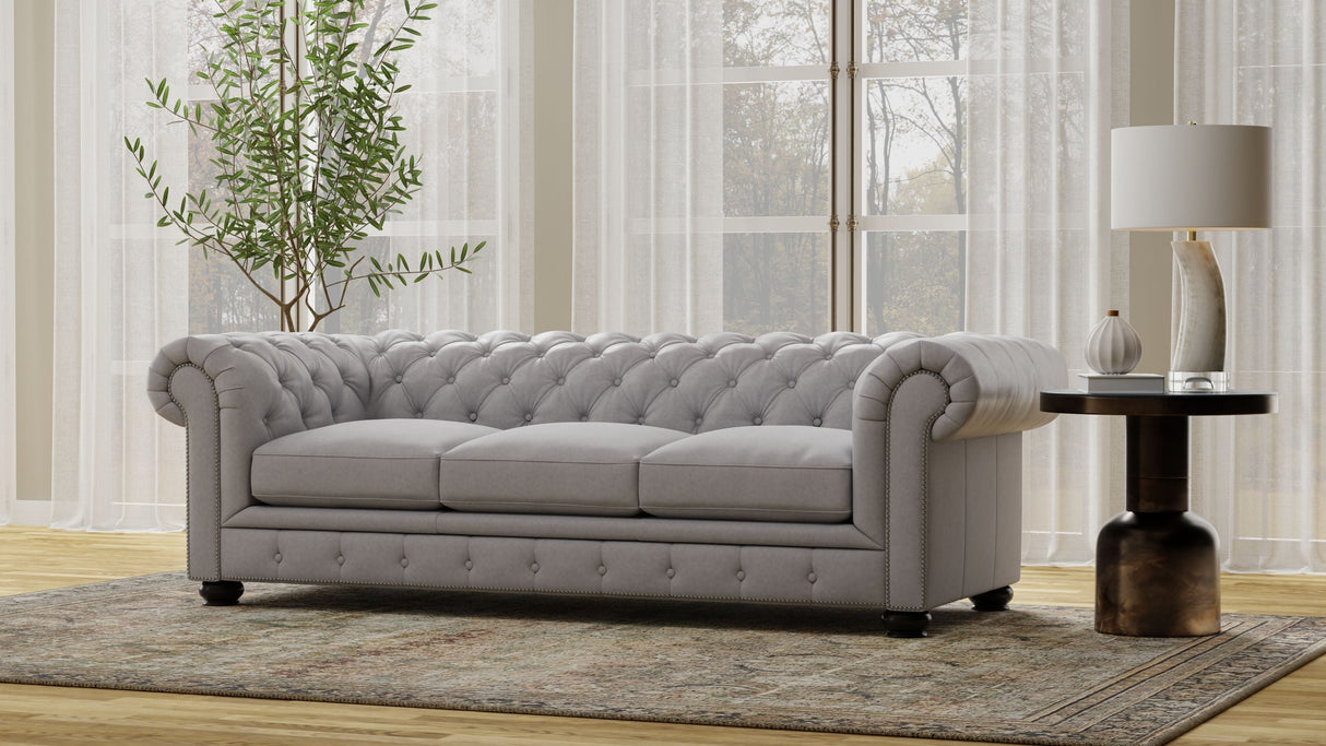 Traditional Tufted Leather Chesterfield Nailhead Sofa by Couch.com