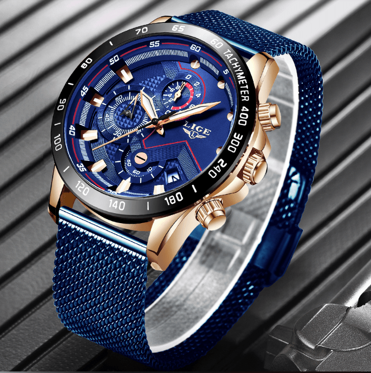 Men's Sports Waterproof Watch With Stainless Steel Bracelet Unique Design Perfect Gift For Your Man
