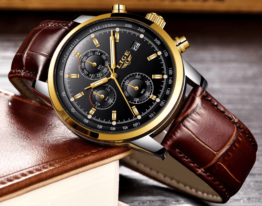 Men's Waterproof Watch With Chronometers Date Display And Fluorescent Pointers Excellent Look Perfect Gift