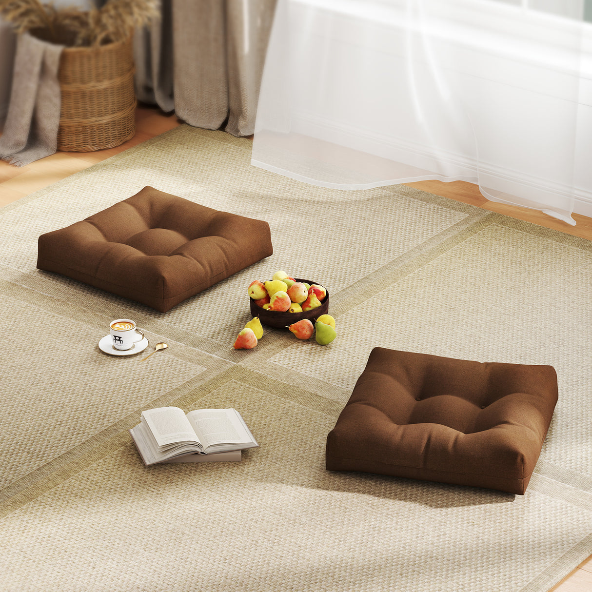 21 Inch x 21 Inch Patio Chair Seat Cushion Pads for Indoor and Outdoor-Coffee