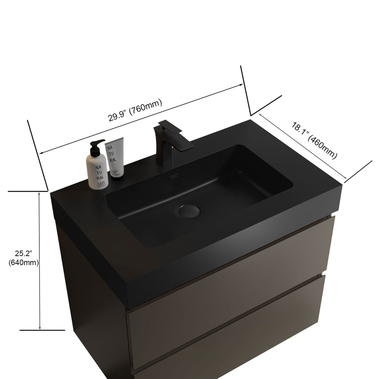 Alice - Bathroom Vanity With Sink, Large Storage Wall Mounted Floating Bathroom Vanity For Modern Bathroom, One-Piece Sink Basin Without Drain And Faucet by Couch.com