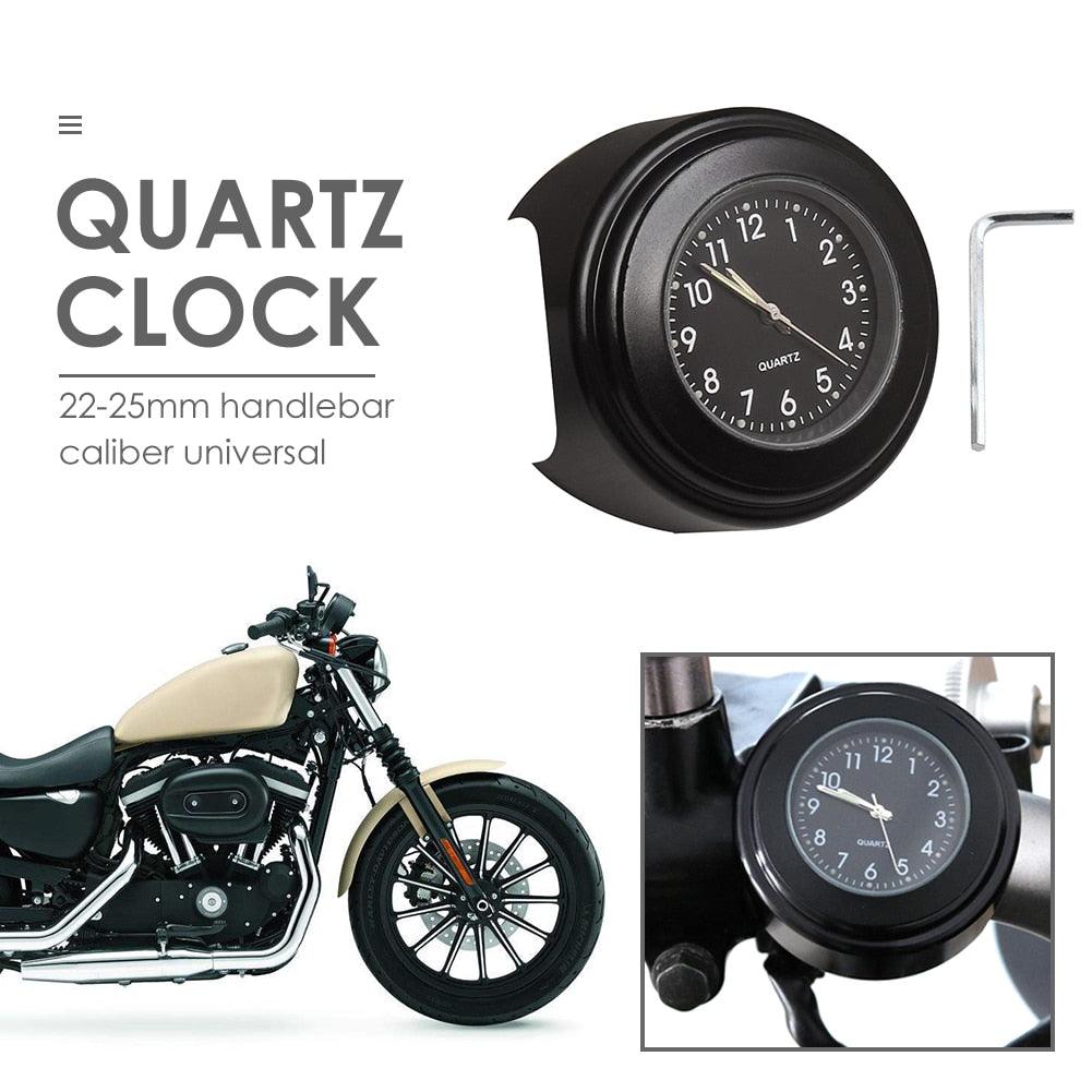 22-25mm Multi-functional Motorcycle Handlebar Mount Clock Universal Waterproof Motorcycle Handlebar Watch Durable Practical Classic Waterproof Luminous Quartz Watch