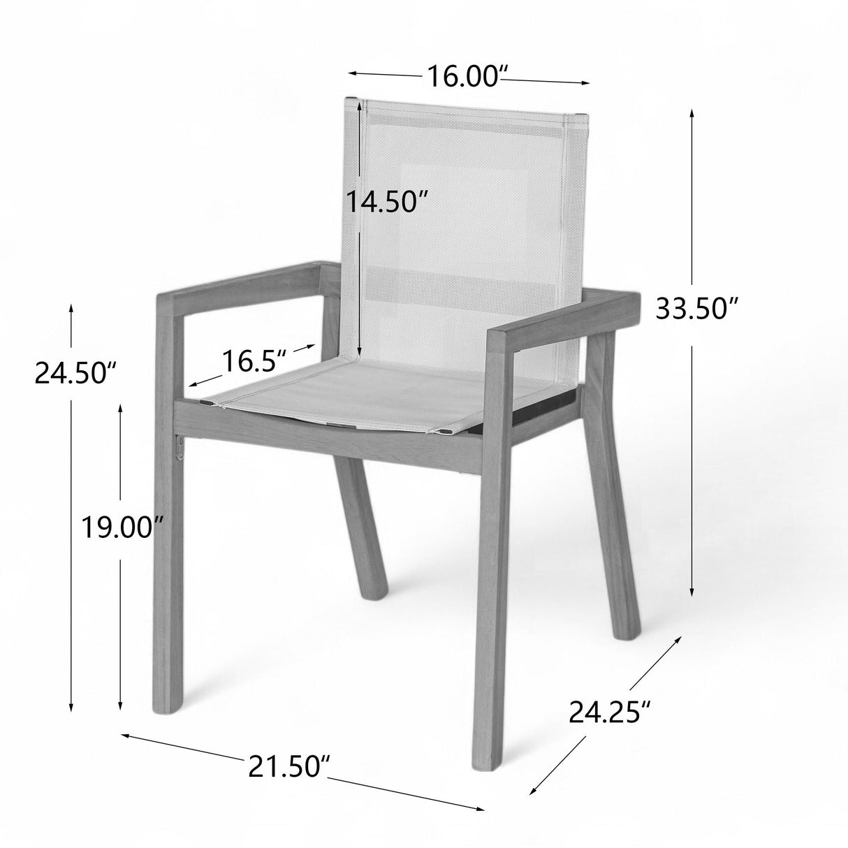 Belfast Dining Chair with Acacia Wood Frame and Mesh Seating (Set of 2)