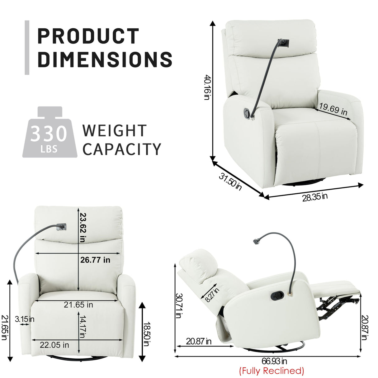 Rocking Recliner Chair, 360 Degree Swivel Nursery Rocking Chair, Glider Chair, Modern Small Rocking Swivel Recliner Chair For Bedroom, Living Room Chair Home Theater Seat, Phone Holder by Couch.com
