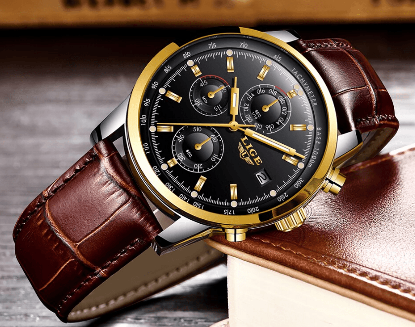 Men's Waterproof Watch With Chronometers Date Display And Fluorescent Pointers Excellent Look Perfect Gift