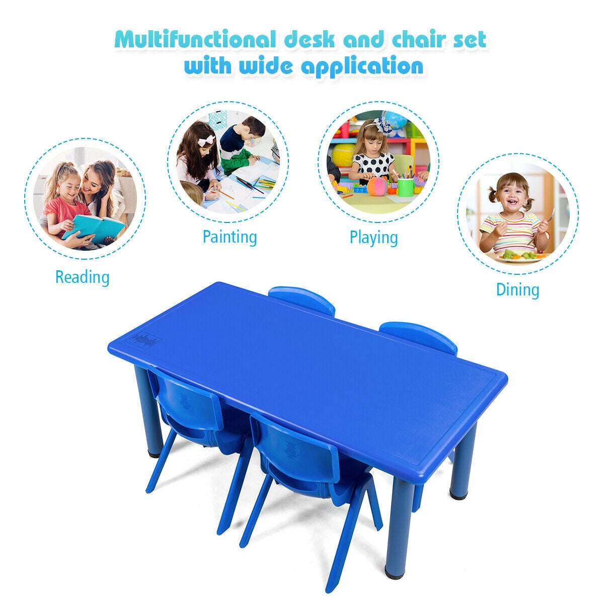 Kids Plastic Rectangular Learn and Play Table-Red
