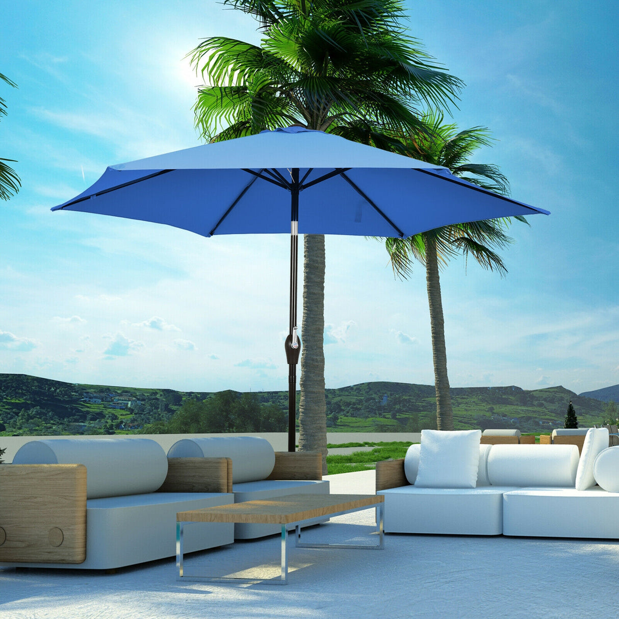 9 ft Patio Outdoor Umbrella with Crank-Orange