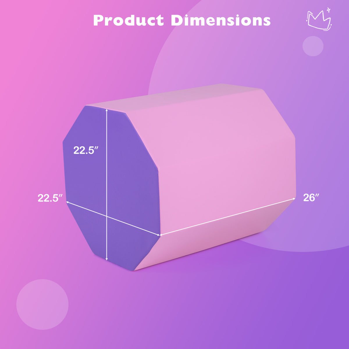 22.5" x 26" Octagon Tumbling Mat with Zippered Cover and Thick Foam Filling-Pink