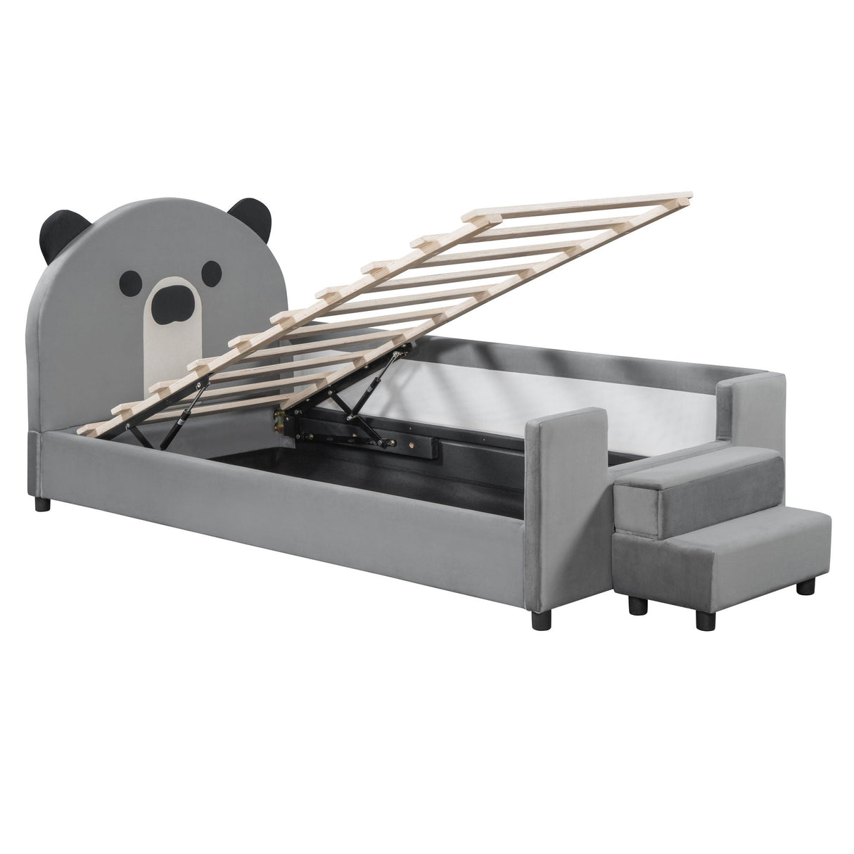 Upholstered Daybed With Bear Shaped Headboard, Hydraulic System And Breathable Mesh Fence by Couch.com