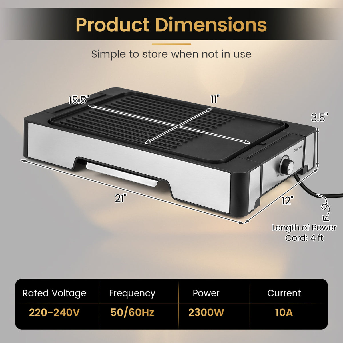 2300W Electric Griddle with Nonstick Die Cast Aluminum Cooking Surface
