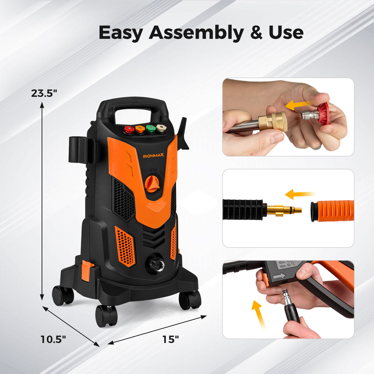 2300 PSI 1.8 GPM Electric High Pressure Power Washer-Orange