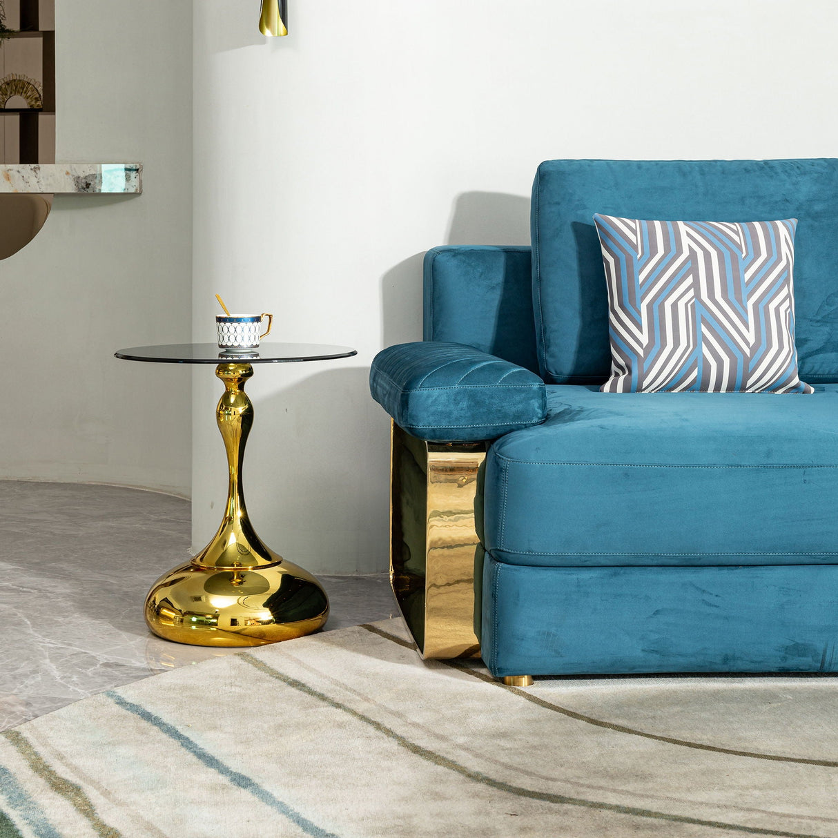 Modern Minimalist Coffee Table With Steel Legs And Tempered Glass Top by Couch.com