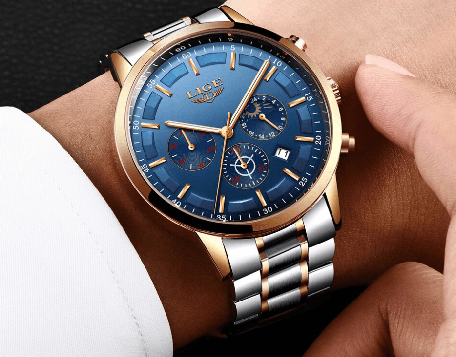 Men's Waterproof Watch With Chronometers And Date Display Unique Design Perfect Gift