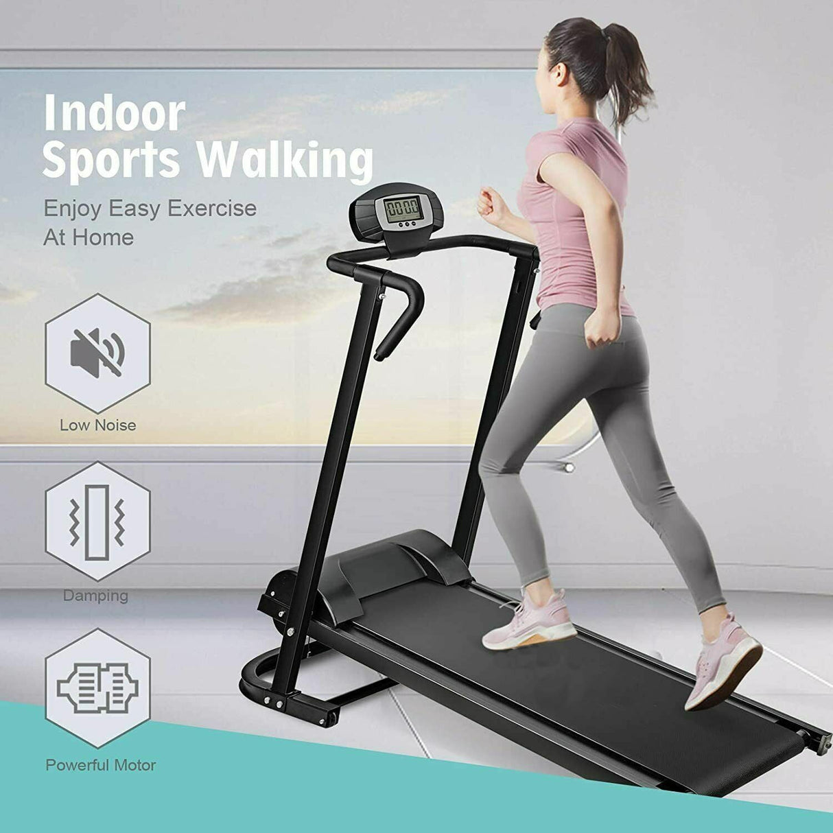 Folding Manual Walking Treadmill, Non-Electric Treadmill With Armrests And Lcd Display, Suitable For Aerobic Sport Fitness Equipment In Home Gym, Office, Apartment - Black by Couch.com