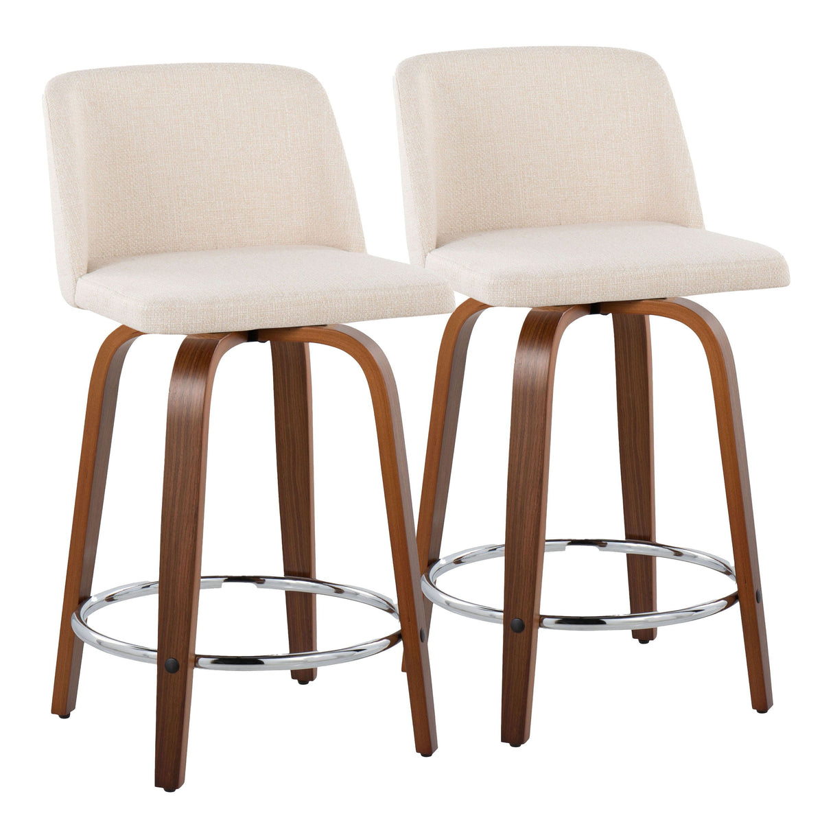 Toriano - Mid Century Modern Fixed Height Counter Stool With Swivel With Round Footrest (Set of 2) by Couch.com