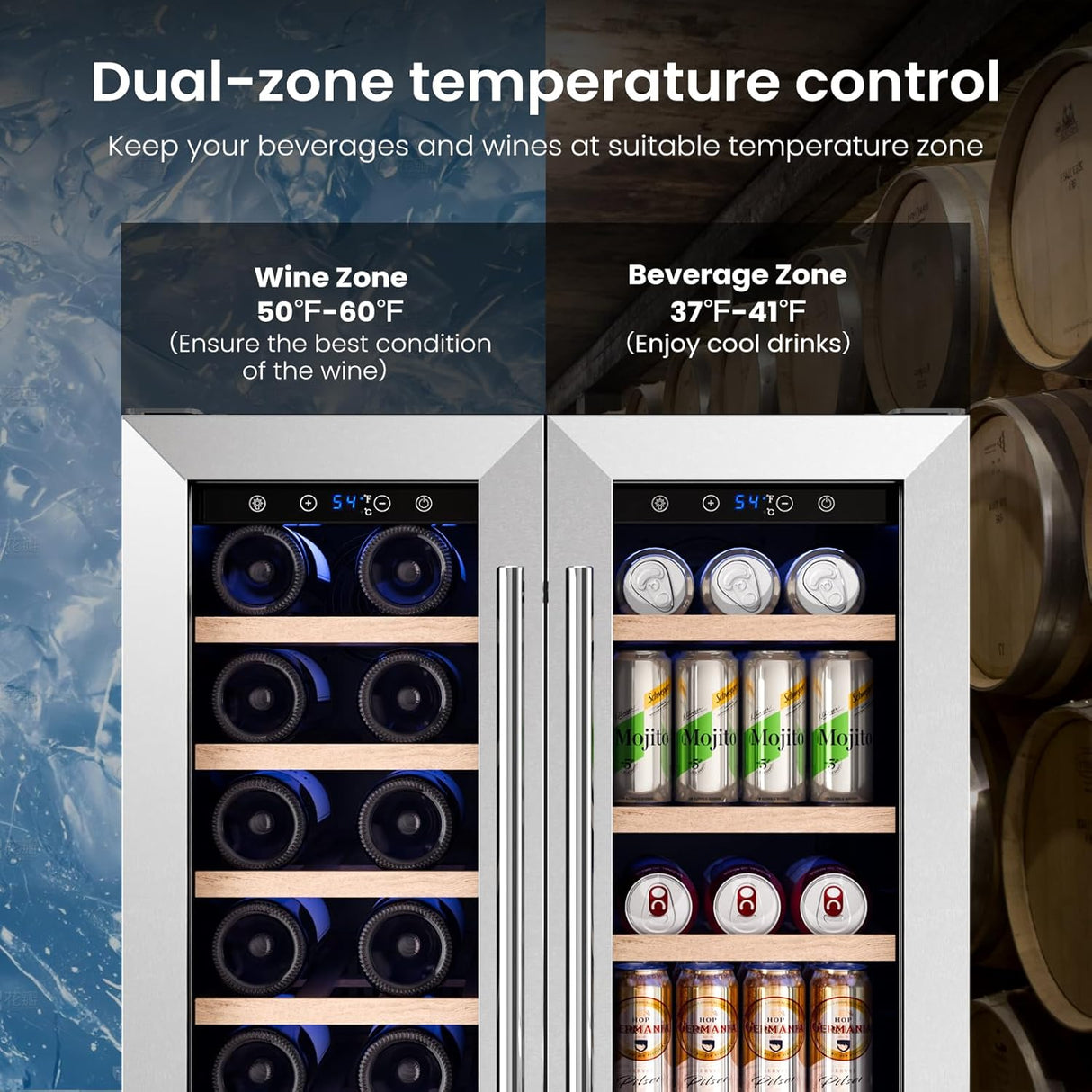 24 Inch Dual Zone Wine Fridges Cooler Beverage Refrigerator W51115