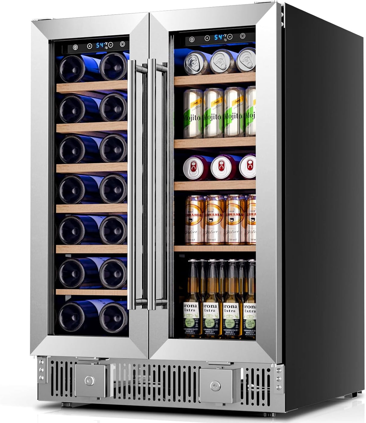 24 Inch Dual Zone Wine Fridges Cooler Beverage Refrigerator W51115