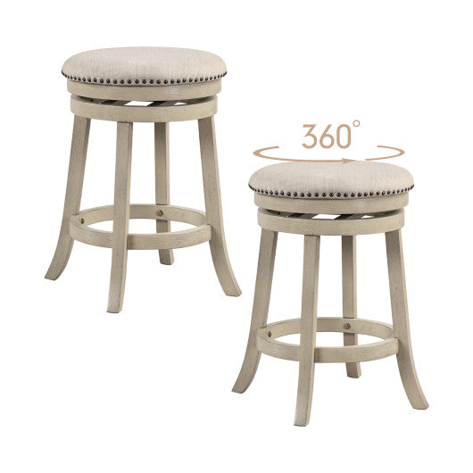 24/26 Inches Swivel Bar Stools Set of 2 wth Wooden Frame-26.5 inches
