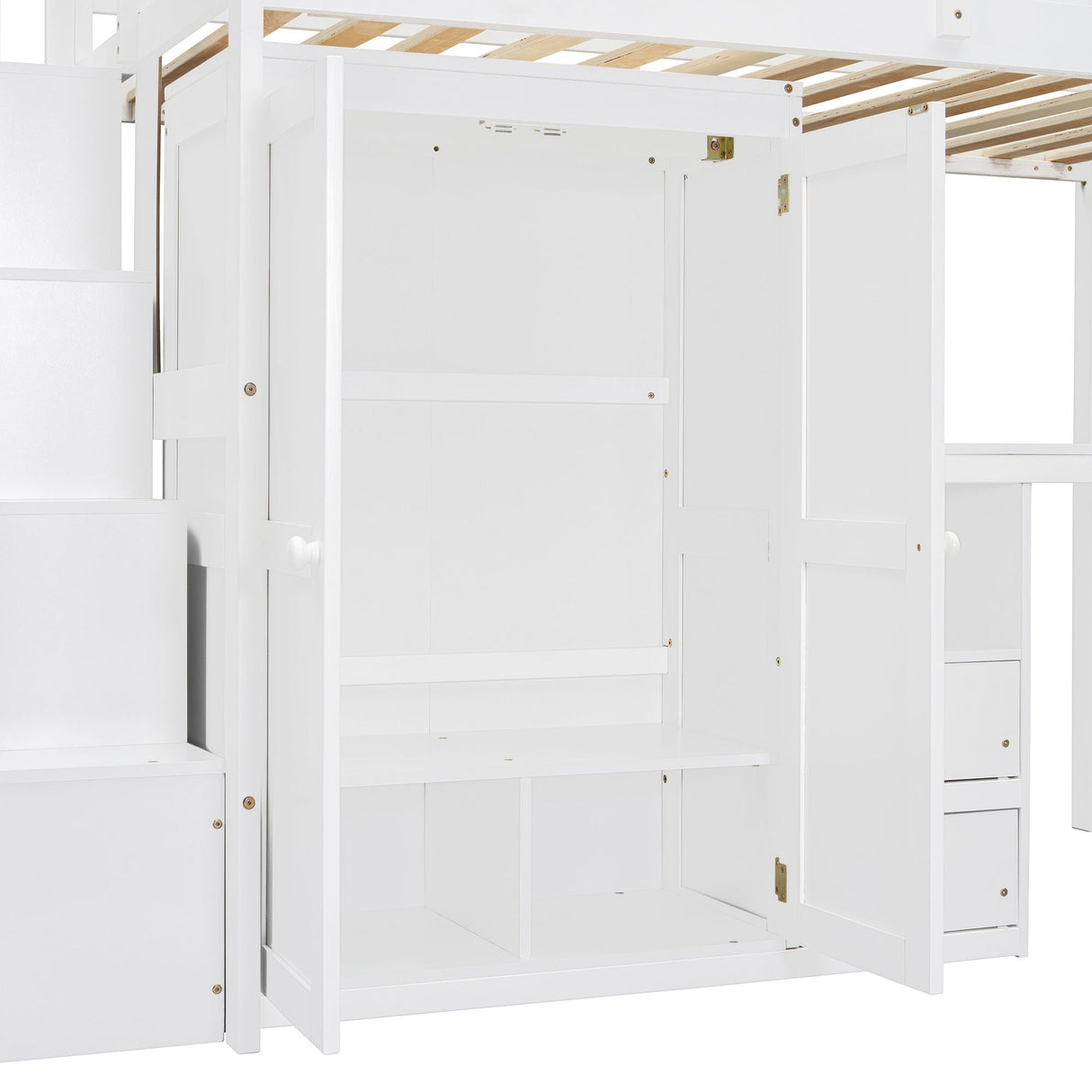 Loft Bed With Stairs, Bookshelf, Drawers, Desk & Wardrobe, Space Saving Multifunctional Furniture by Couch.com