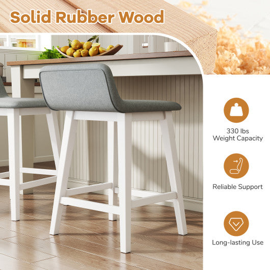 24 Inch Counter Height Bar Stools Set of 2 with Low Back-White