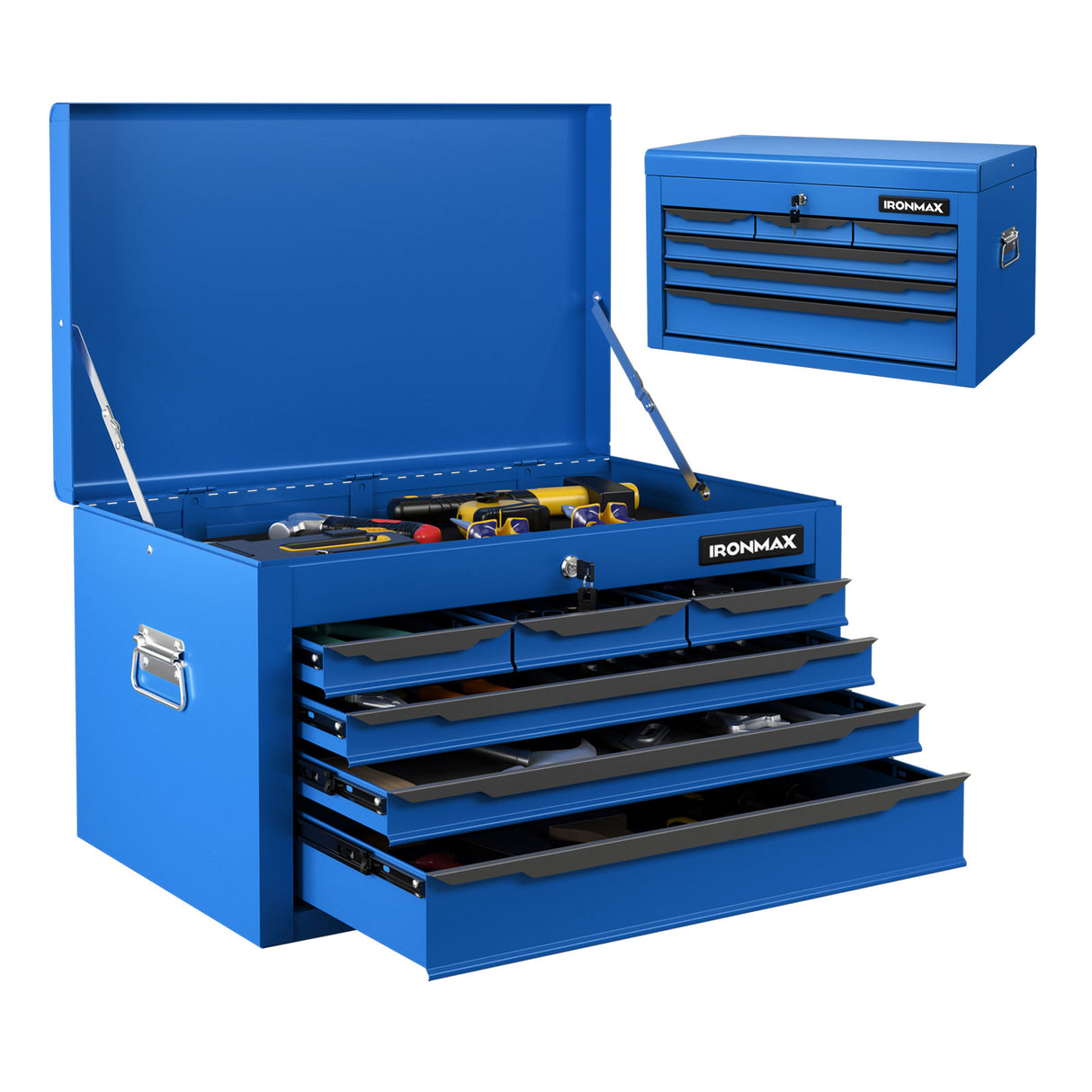 24 Inch Tool Chest Case with 6 Drawers and Top Storage for Garage Repair Shop & Warehouse-Blue