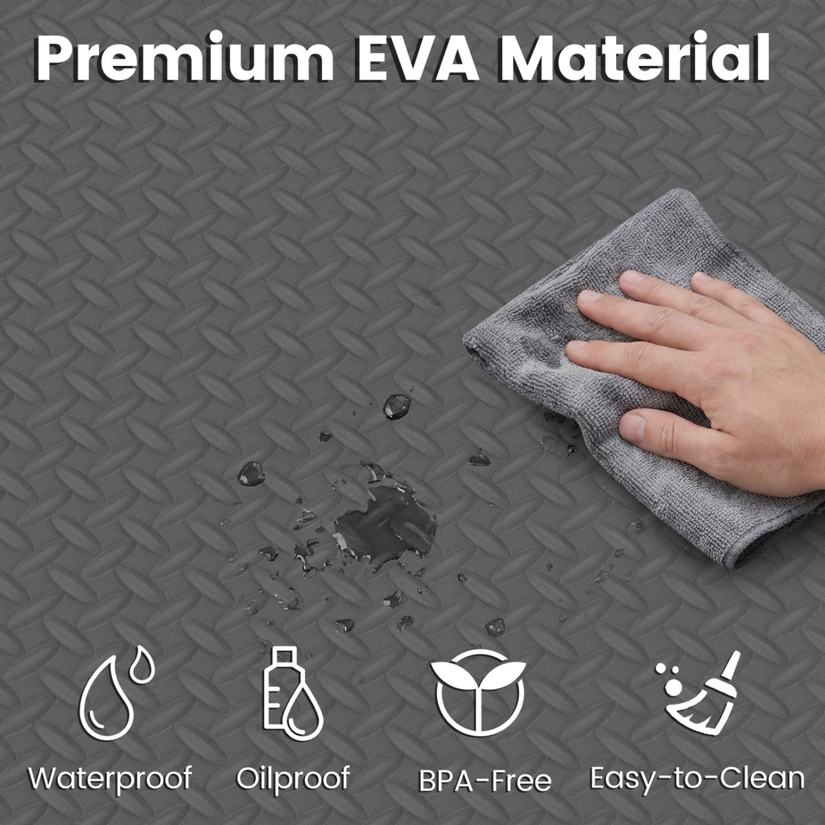 24Tiles 1/2" Puzzle Exercise Floor Mats-Gray