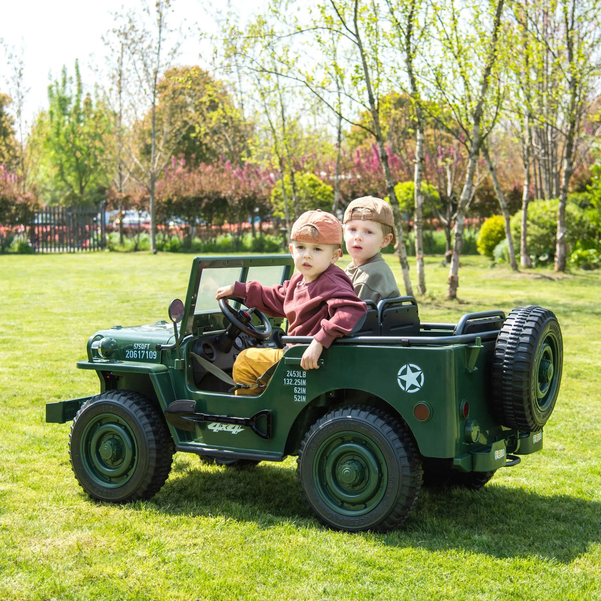 24V Freddo Military Willy Truck 3 Seater Electric Ride on