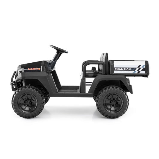 24V Kids Golf Cart 4WD 2-Seater Ride on Car with Storage Trunk and Horn-Black