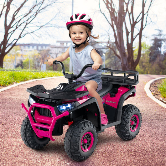 24V Kids Ride on Electric ATV Quad Car with Realistic Sounds and  LED Lights-Pink