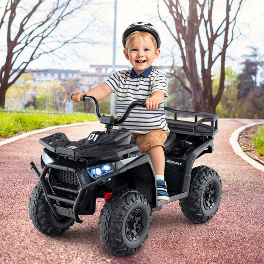 24V Kids Ride on Electric ATV Quad Car with Realistic Sounds and  LED Lights-Black