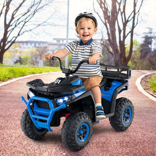 24V Kids Ride on Electric ATV Quad Car with Realistic Sounds and  LED Lights-Navy