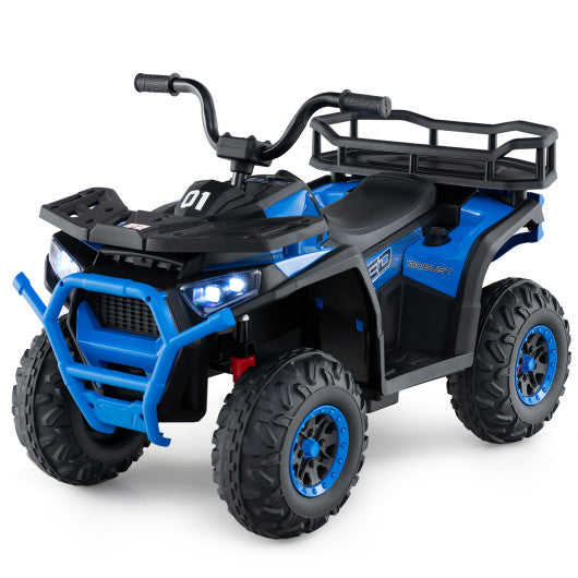 24V Kids Ride on Electric ATV Quad Car with Realistic Sounds and  LED Lights-Navy