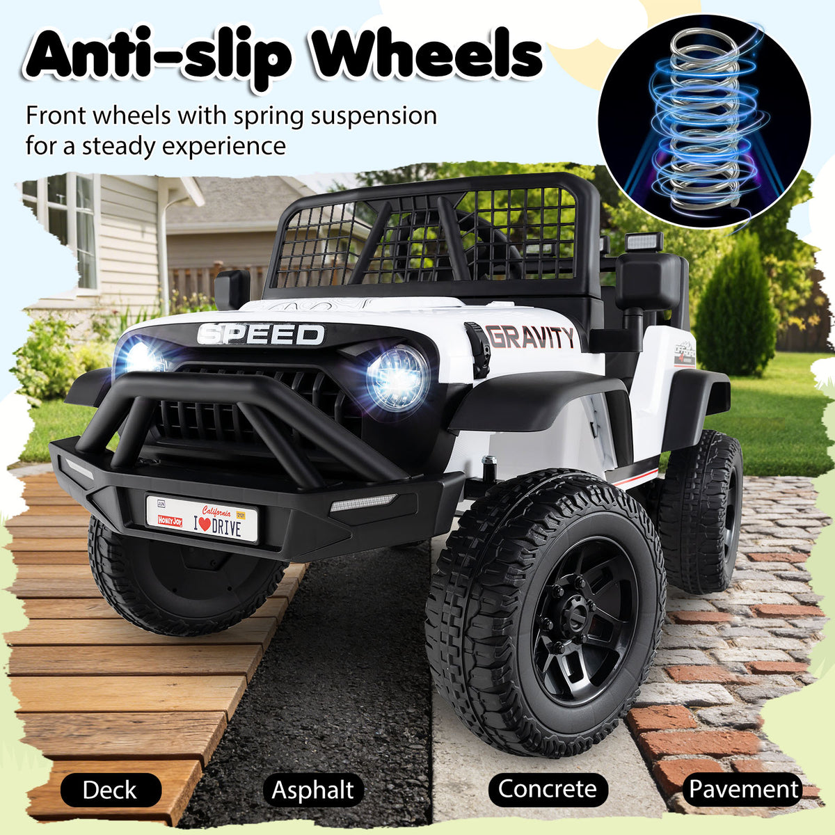 24V Ride On Car for Kids with Parent Remote Control and Music-White