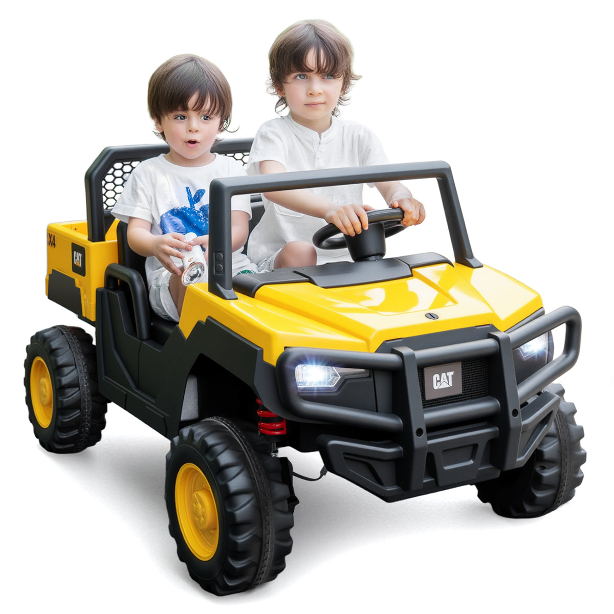 24V Ride On Dump Truck Licensed Caterpillar 2-Seater for Girls Boys-Yellow