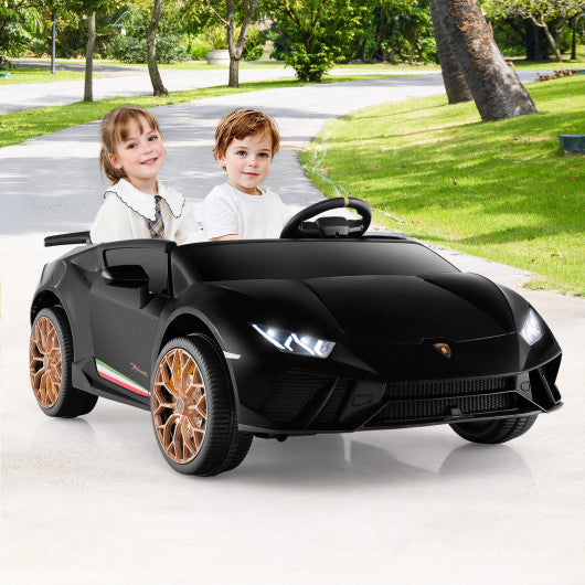 24V Ride-on Car for Kids 4WD 2-Seater Licensed Lamborghini Electric Vehicles with Music-Black