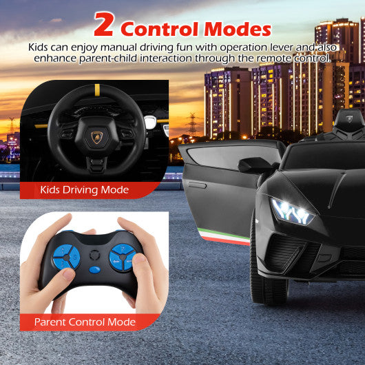 24V Ride-on Car for Kids 4WD 2-Seater Licensed Lamborghini Electric Vehicles with Music-Black