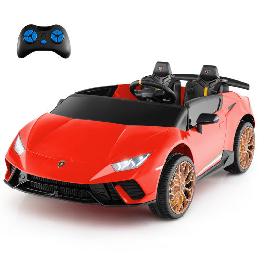 24V Ride-on Car for Kids 4WD 2-Seater Licensed Lamborghini Electric Vehicles with Music-Red