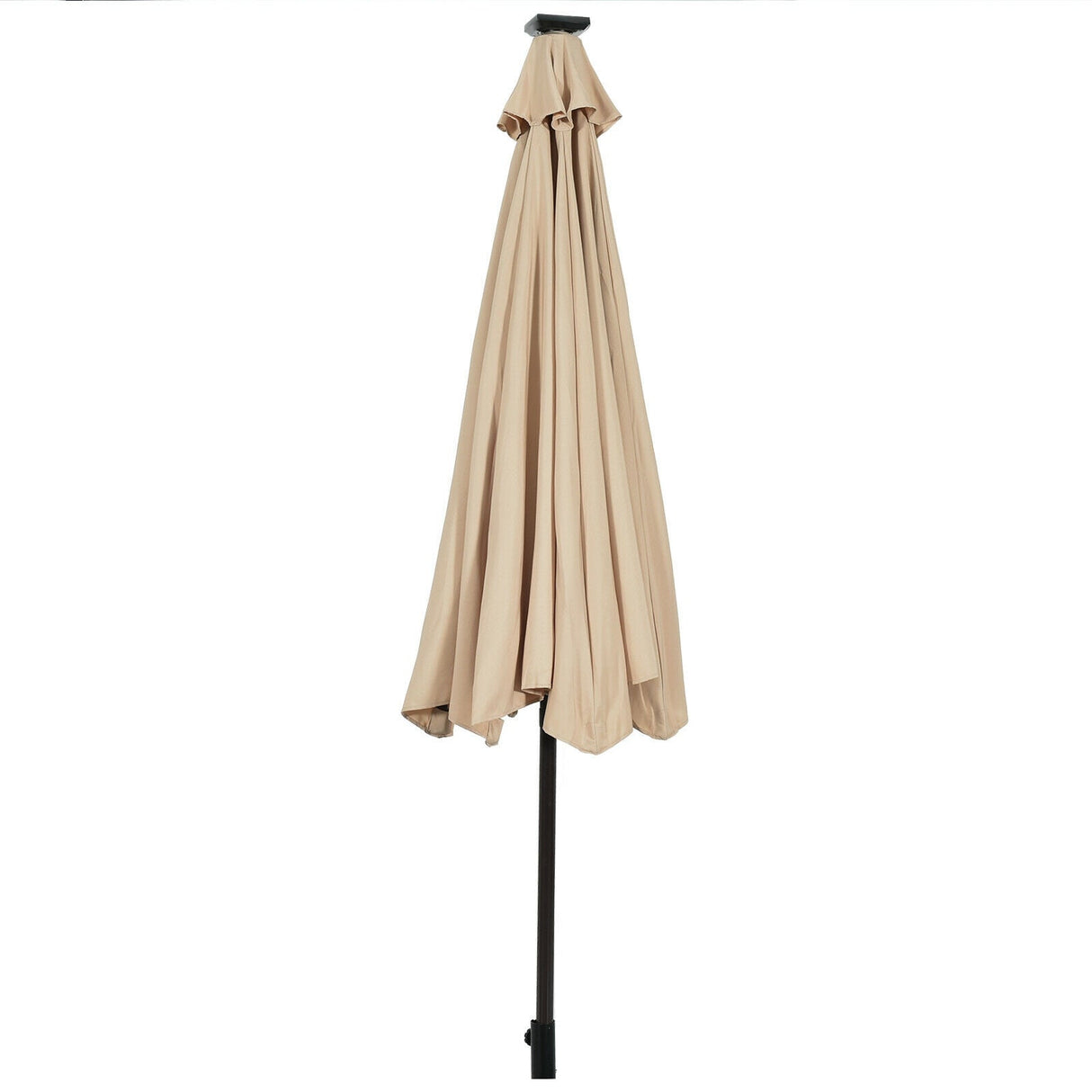 10' Solar LED Lighted Patio Market Umbrella Shade Tilt Adjustment Crank-Beige by DirectDeals