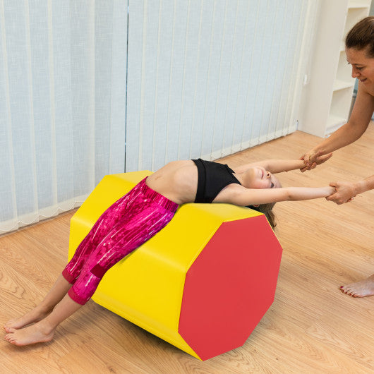 24.5 Inch x 24.5 Inch Octagon Gymnastics Mat with Waterproof Zippered Cover-Yellow