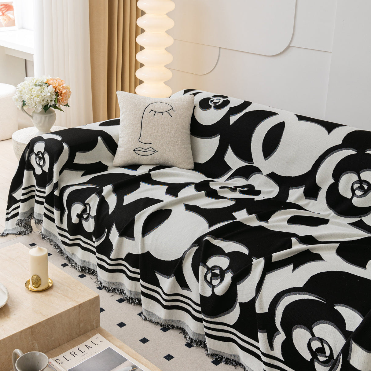 Chenille Sofa Cover Blanket, Couch Cover Blanket Throws for Couches Living Room Furniture Throw Covers