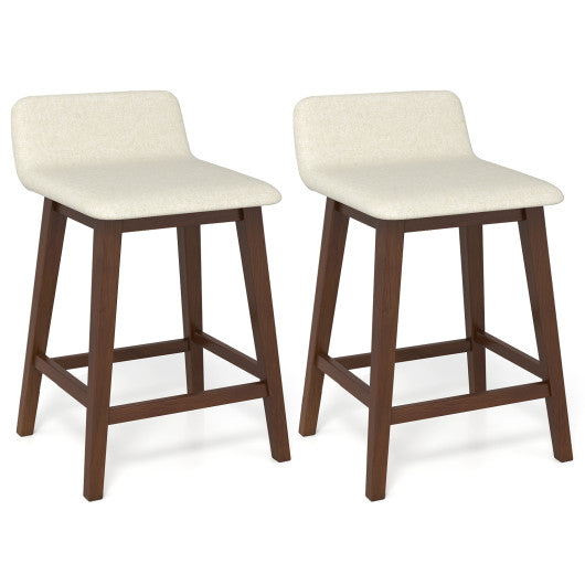 24 Inch Counter Height Bar Stools Set of 2 with Low Back-Brown