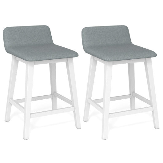24 Inch Counter Height Bar Stools Set of 2 with Low Back-White