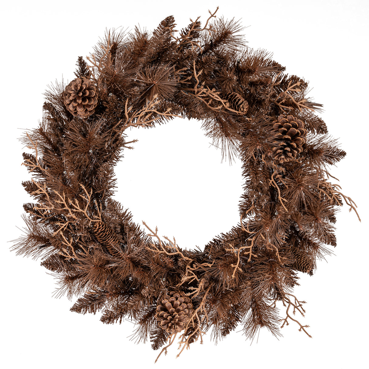 24 Inch Pre-lit Christmas Wreath with 105 Branch Tips and 35 Warm White LED Lights-2 pieces