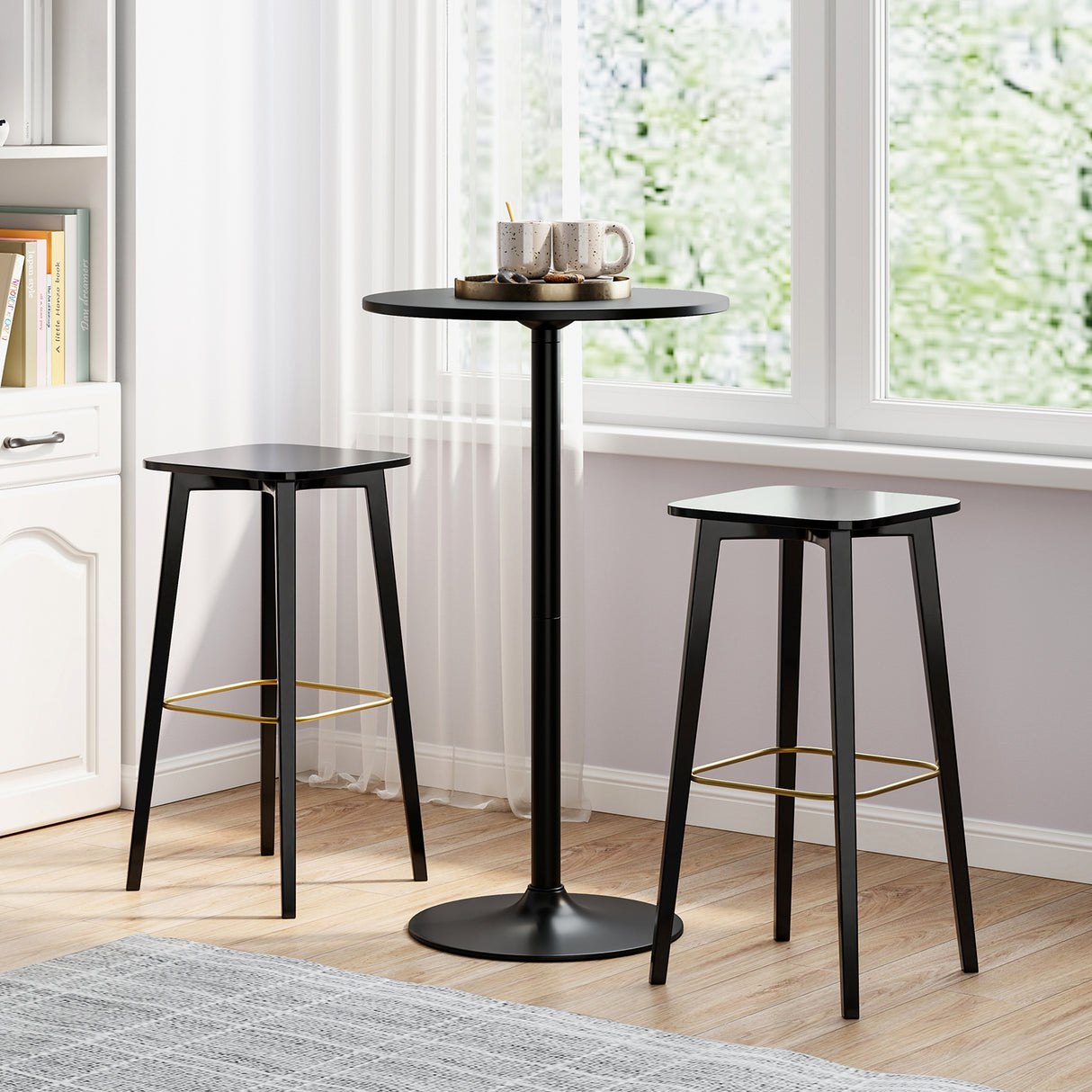 24 Inch Modern Style Round Cocktail Table with Metal Base and MDF Top-1 Piece