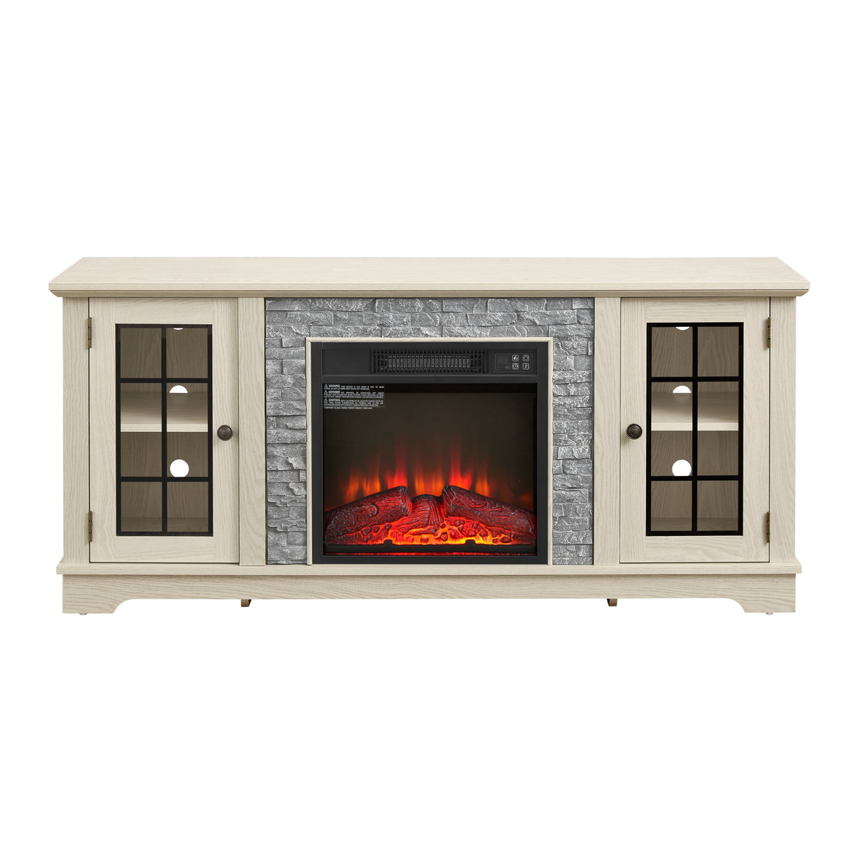58" Modern TV Stand with Electric Fireplace and Storage