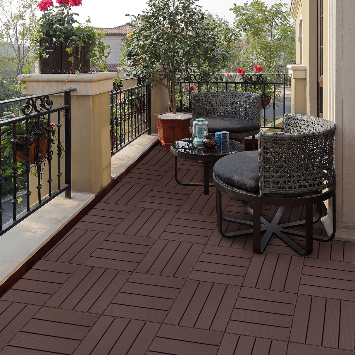 Plastic Interlocking Deck Tiles, Waterproof All Weather Use by Couch.com