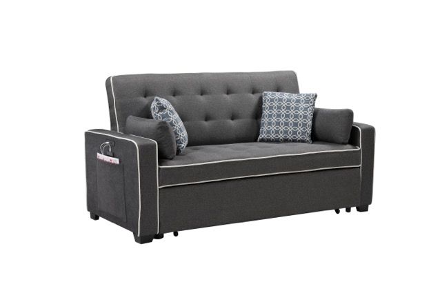 Cody - Modern Fabric Sleeper Sofa With 2 USB Charging Ports And 4 Accent Pillows - Gray by Couch.com