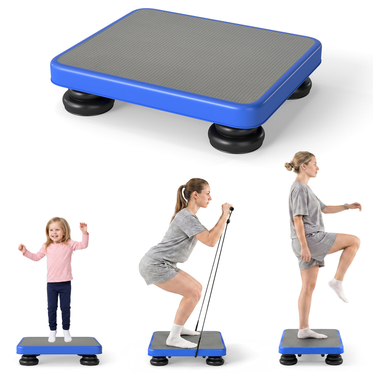 24x20" Kids Rebounder Bouncing Board with Elastic Rope for Ages 3+-Blue
