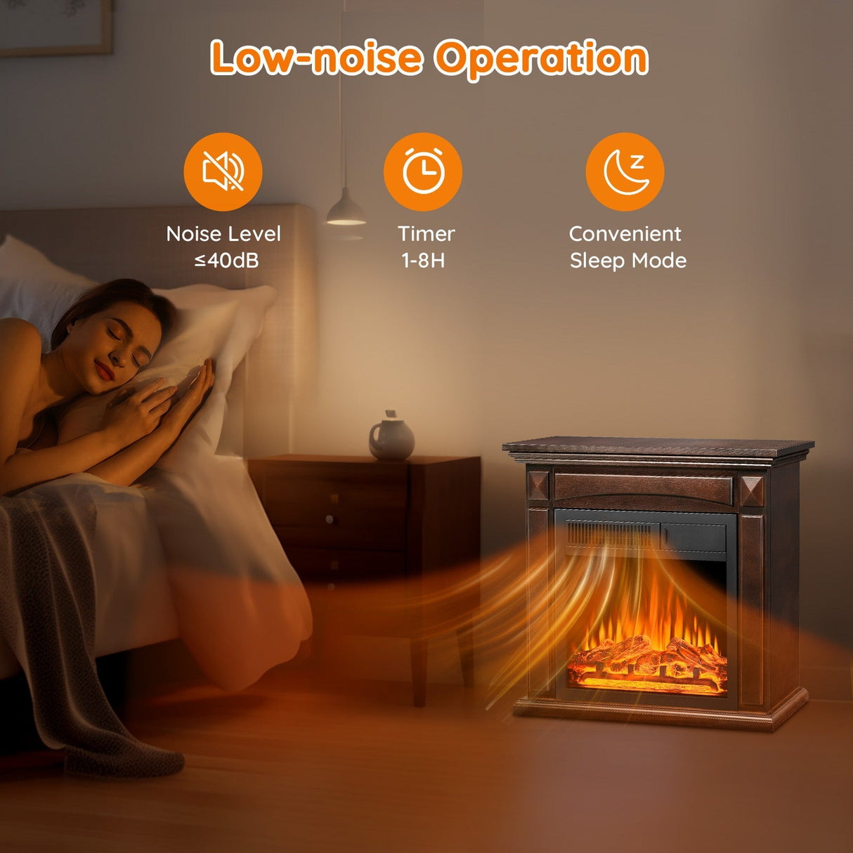 27” Electric Fireplace Mantel Wooden Surround Firebox M1806