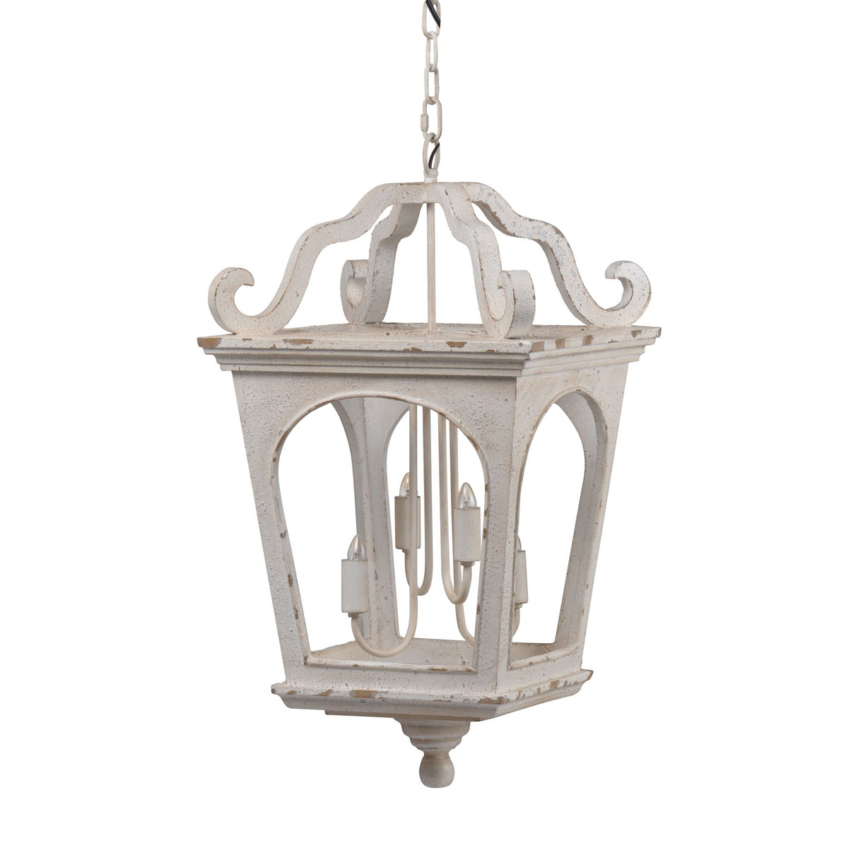 4 Light Wood Chandelier, Hanging Light Fixture With Adjustable Chain For Kitchen, Bulb Not Included - Cream White by Couch.com